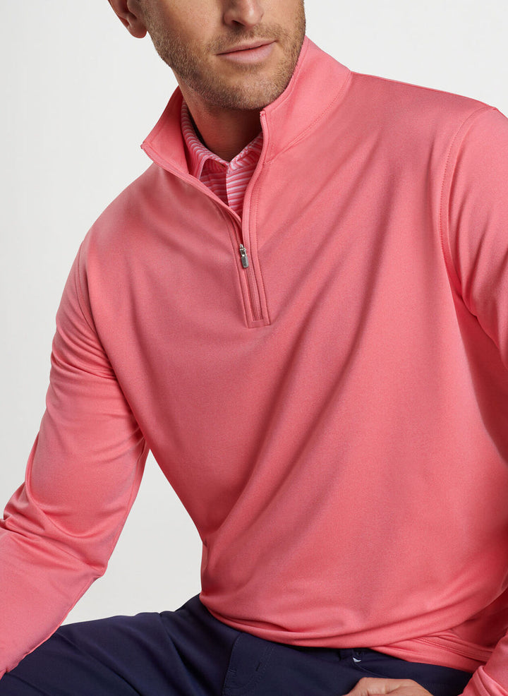 Peter Millar Perth Mélange Performance Quarter-Zip: Hula Pink