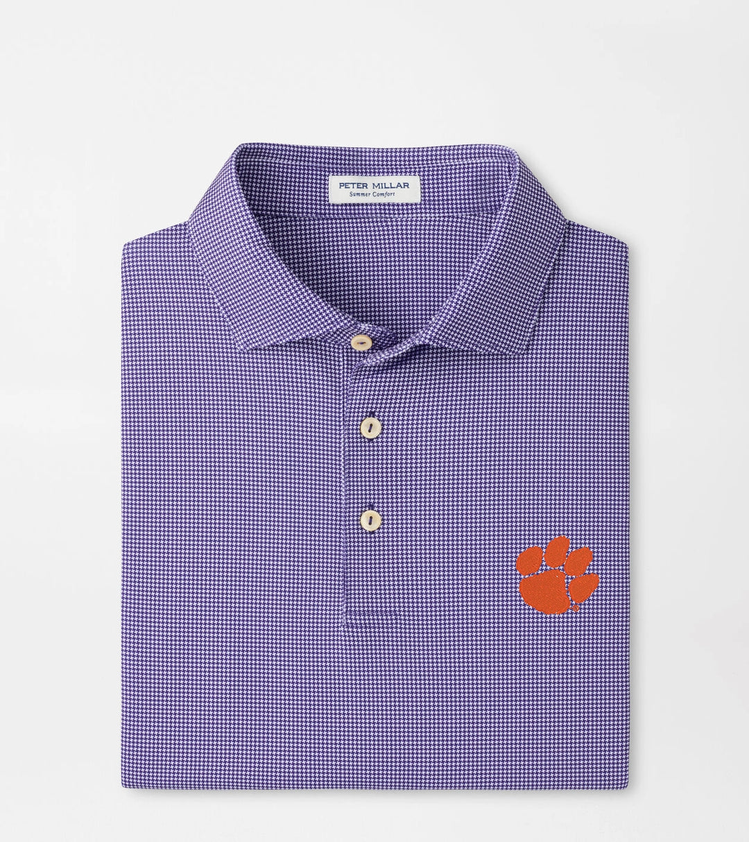 Peter Millar Clemson Paw Border Performance Jersey Polo: Purple