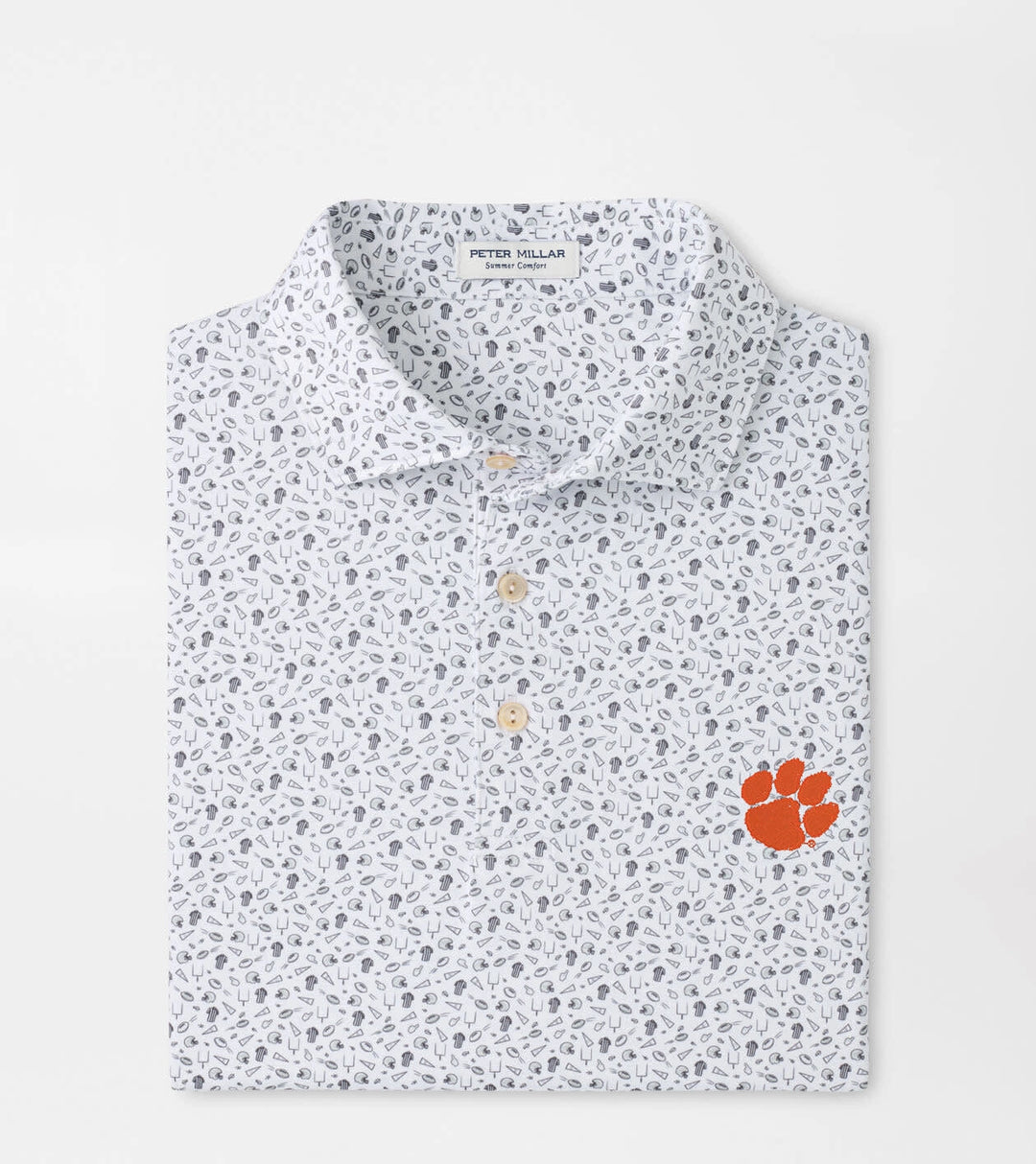 Peter Millar Clemson Paw Kickoff Performance Jersey Polo: Gale Grey