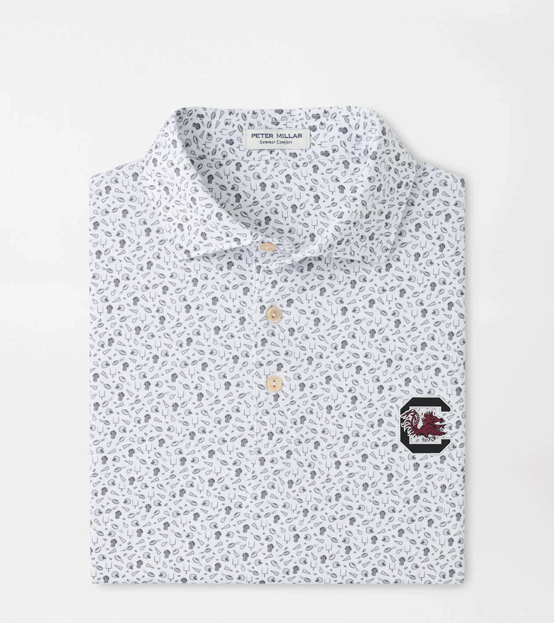 Peter Millar South Carolina Block C Kick Off Performance Jersey Polo: Gale Grey