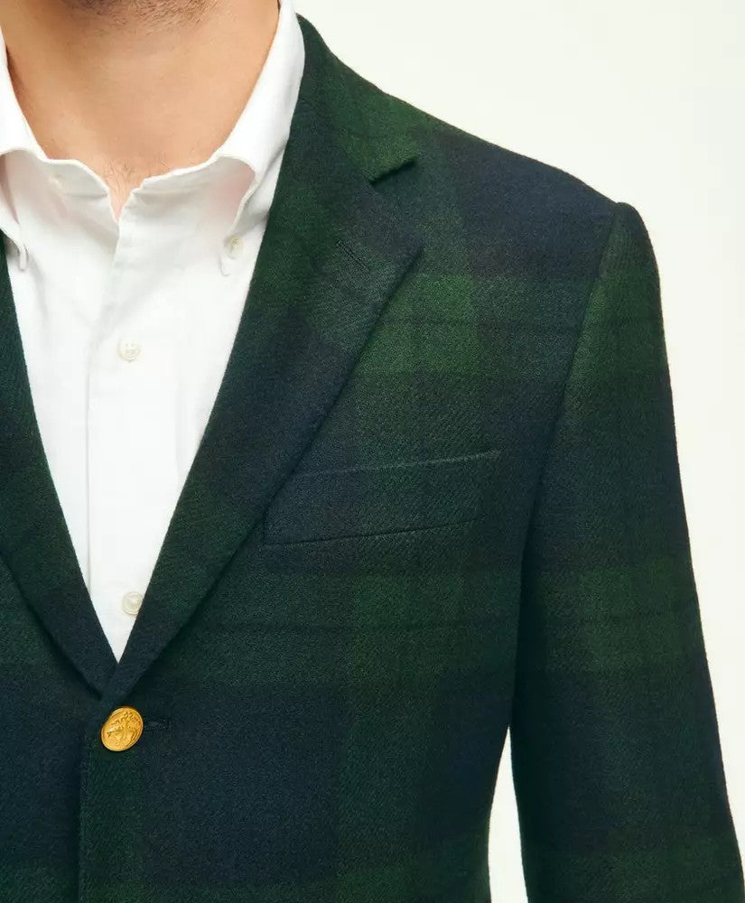 Brooks Brothers Classic Fit Blazer in Black Watch Tartan Wool Tweed