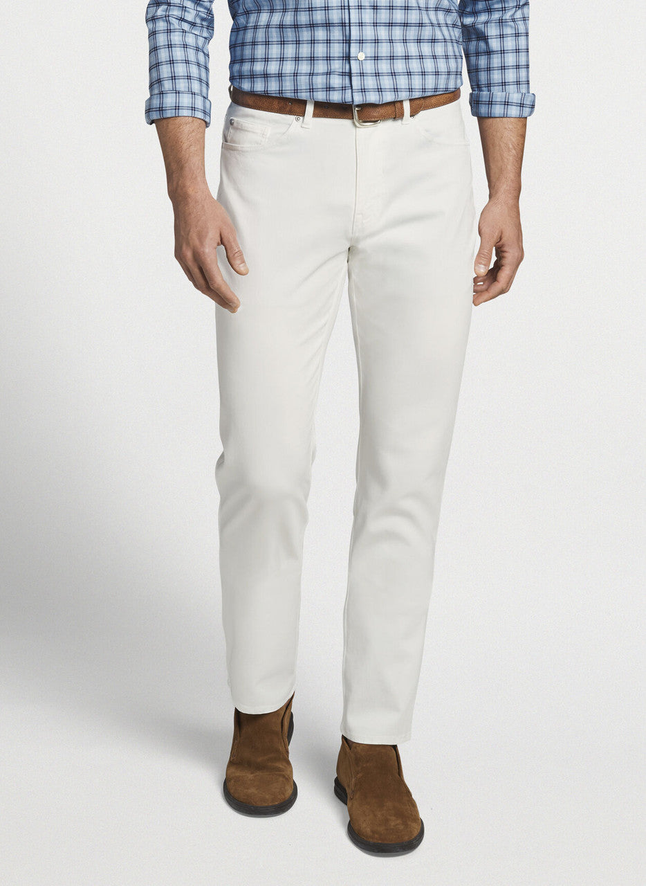 Peter Millar Ultimate Sateen Stretch Five-Pocket Pant: Ivory