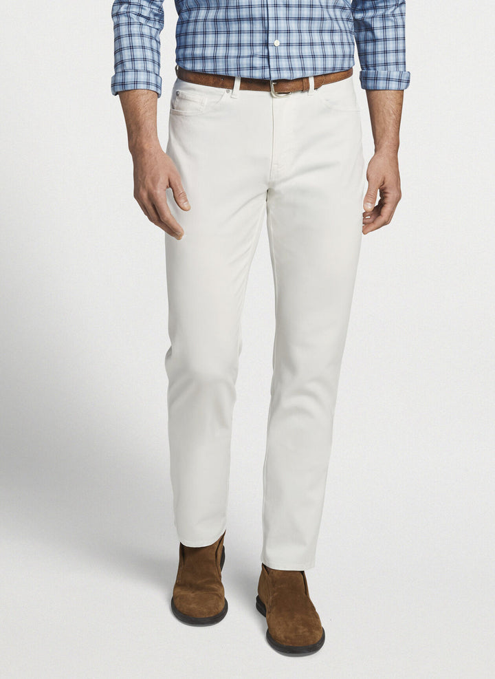 Peter Millar Ultimate Sateen Stretch Five-Pocket Pant: Ivory