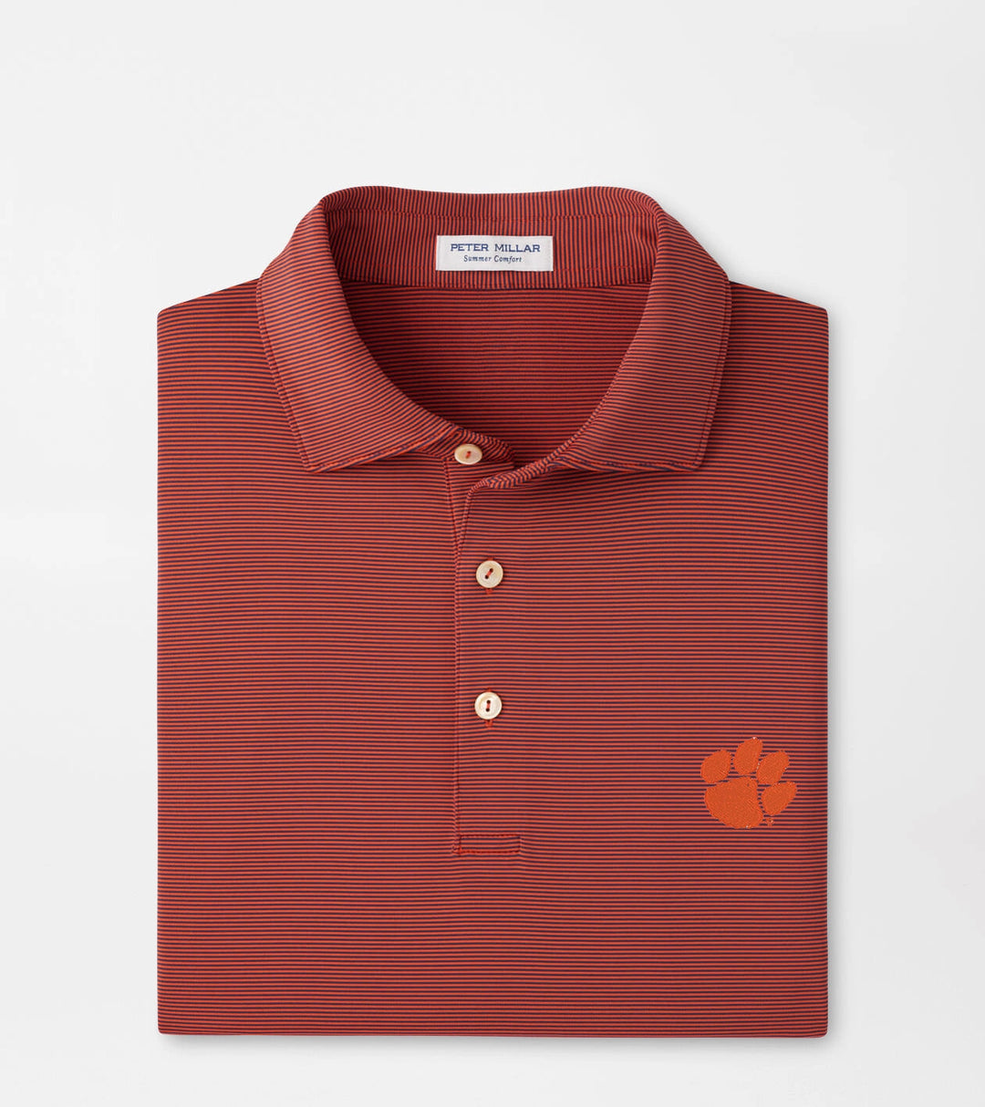 Peter Millar Clemson Paw Jubilee Performance Jersey Polo: Orange/Navy