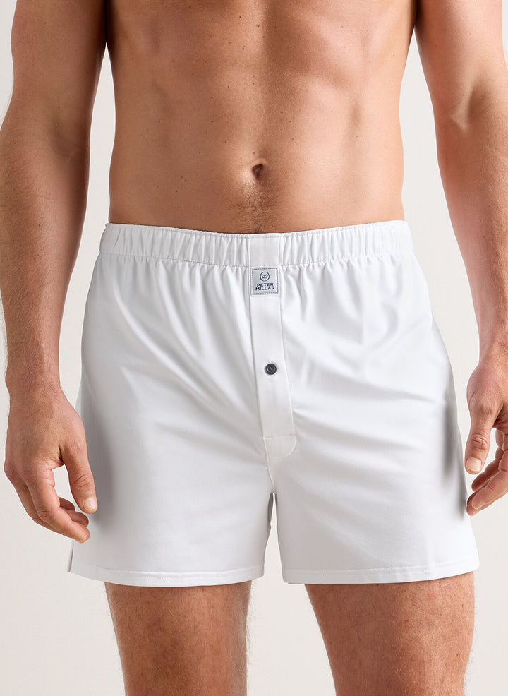 Peter Millar Bold Stretch Jersey Boxer: White