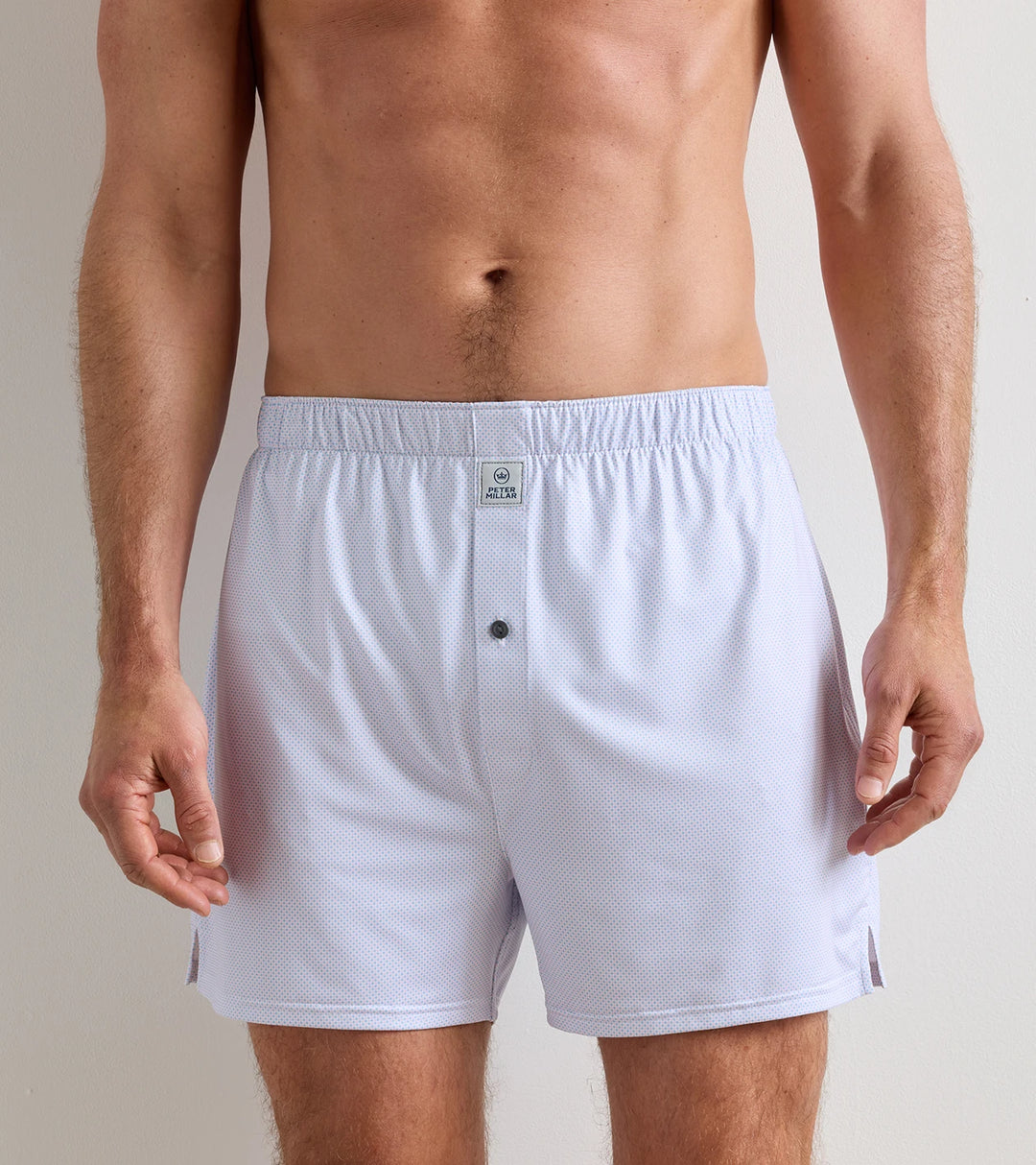 Peter Millar Phoenix Performance Boxer Short: White/Cottage Blue