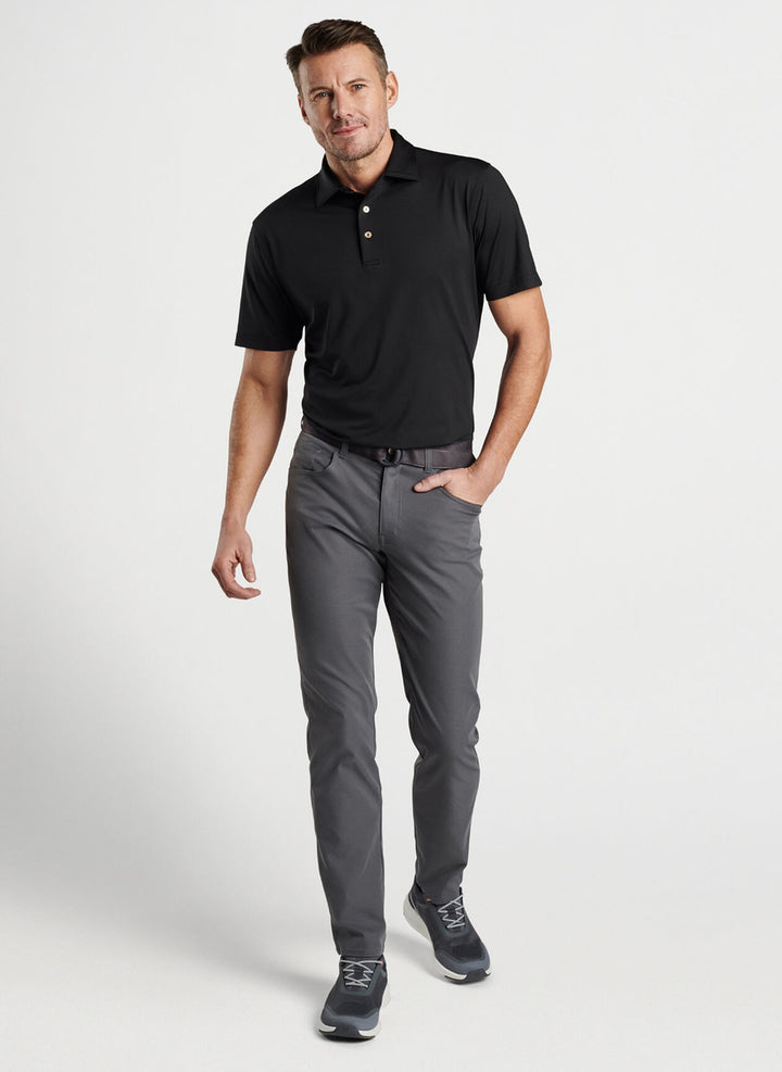 Peter Millar Solid Performance Sean Self Collar Polo: Black