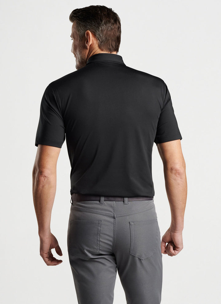 Peter Millar Solid Performance Sean Self Collar Polo: Black