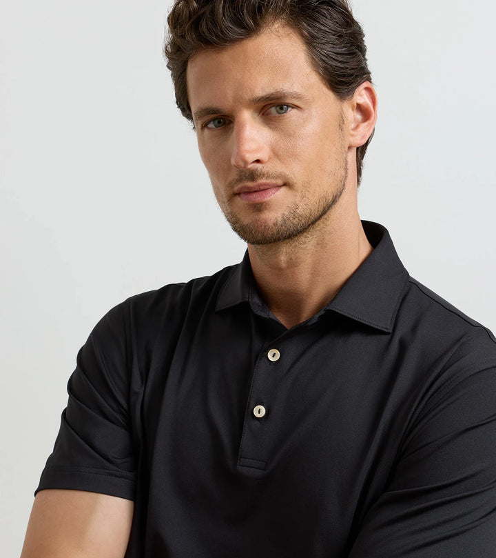 Peter Millar Solid Performance Jersey Polo: Black