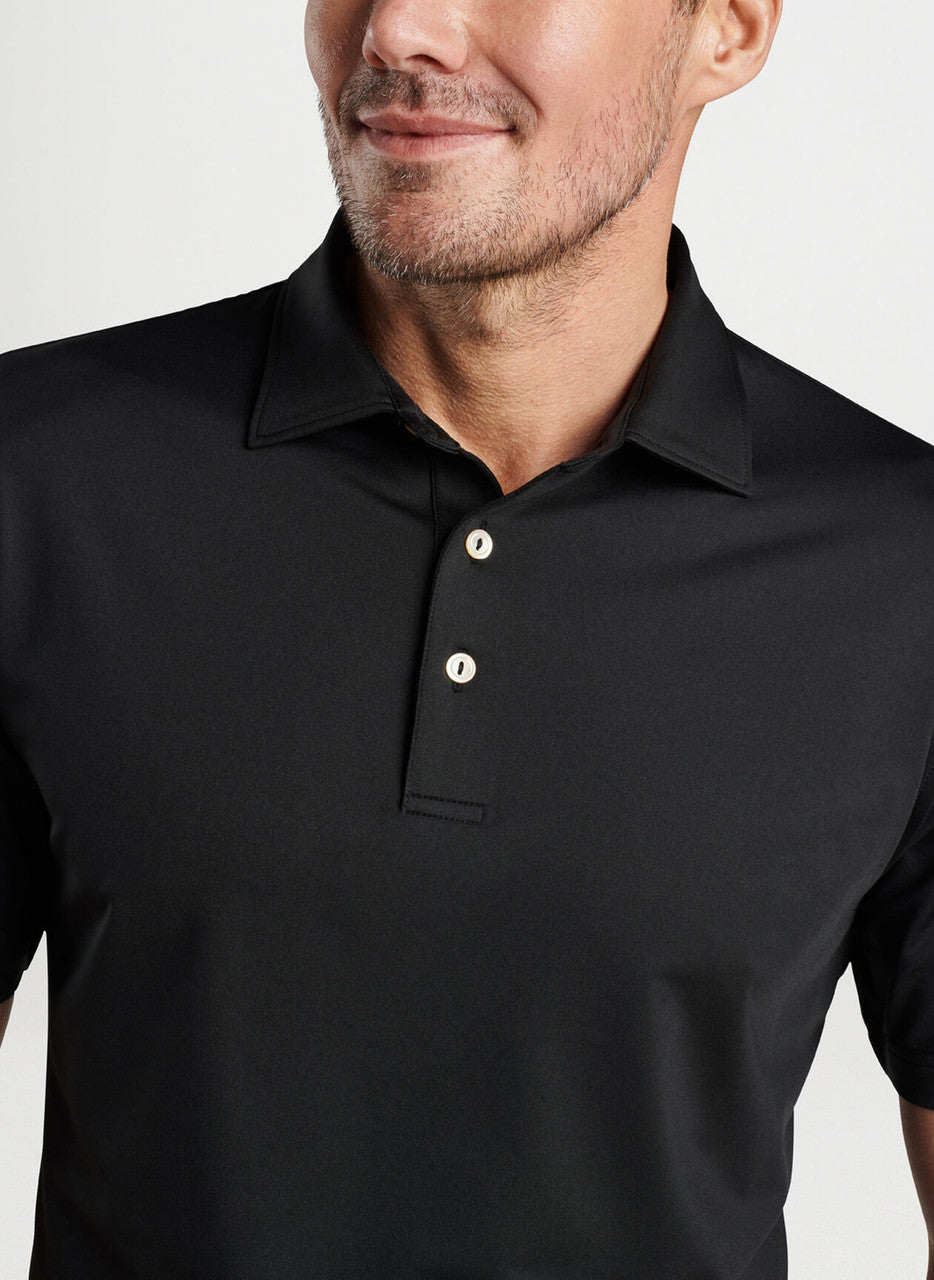 Peter Millar Solid Performance Sean Self Collar Polo: Black