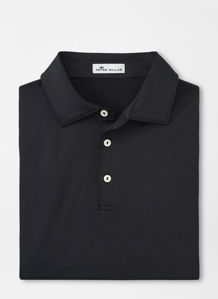 Peter Millar Solid Performance Sean Self Collar Polo: Black