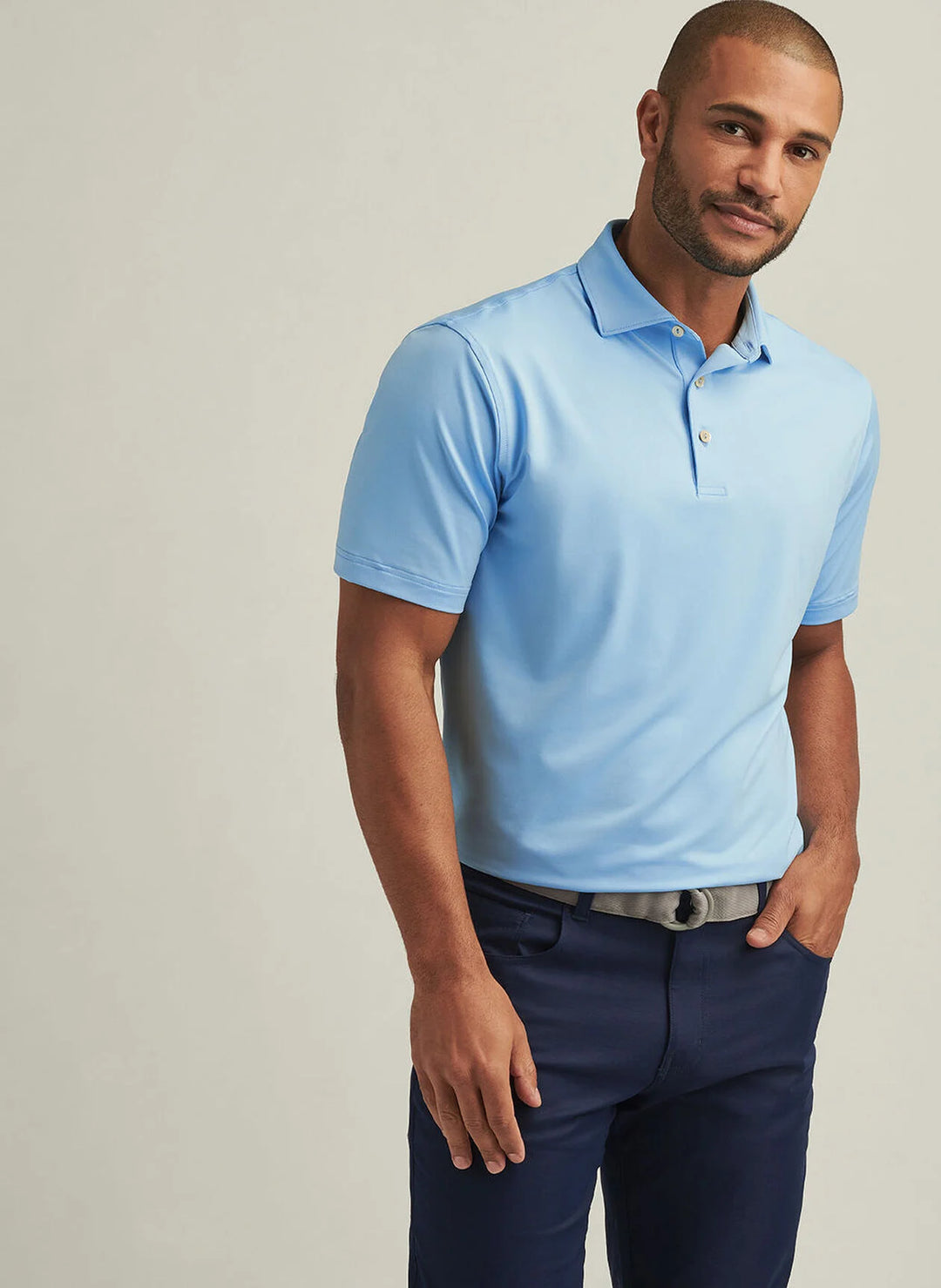 Peter Millar Solid Performance Jersey Polo: Cottage Blue