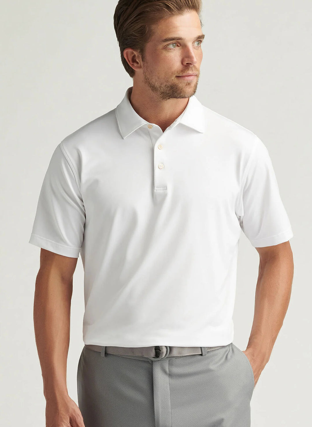 Peter Millar Solid Performance Jersey Polo: White
