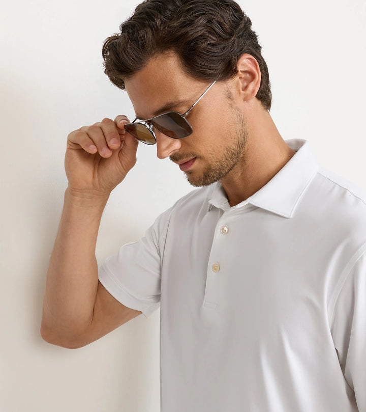 Peter Millar Solid Performance Jersey Polo: White