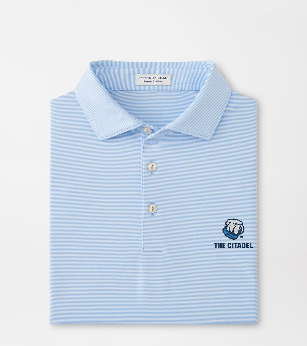 Peter Millar The Citadel with Text Jubilee Stripe Performance Polo: Cottage Blue