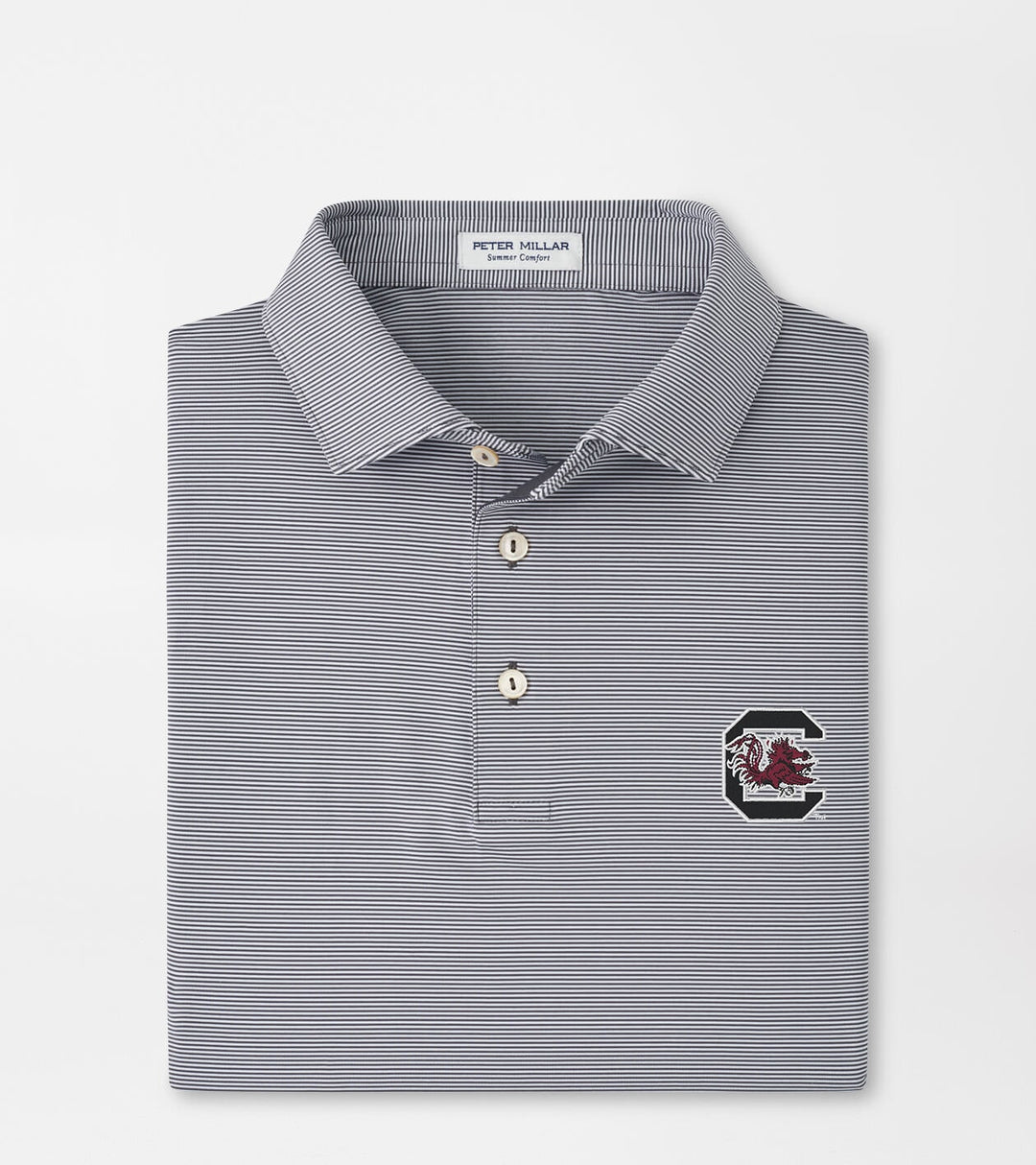 Peter Millar South Carolina Block C Jubilee Stripe Performance Polo: Black