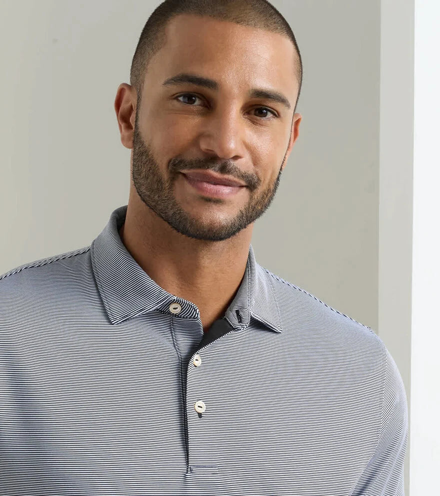 Peter Millar Jubilee Stripe Stretch Jersey Polo: Black