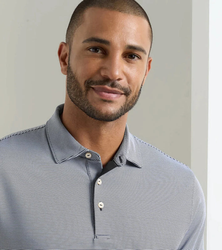 Peter Millar Jubilee Stripe Stretch Jersey Polo: Black