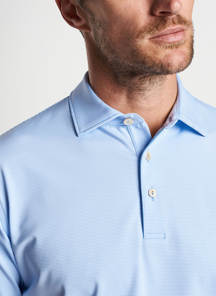 Peter Millar Jubilee Stripe Stretch Jersey Polo - Cottage Blue/White