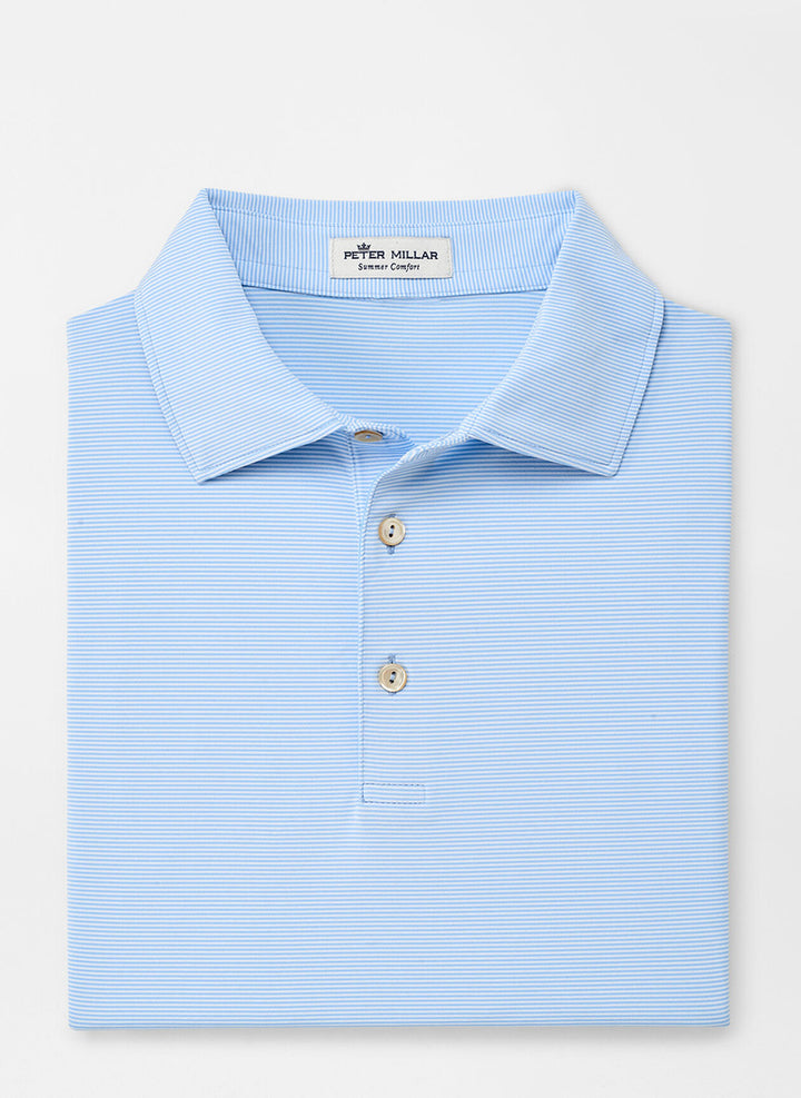 Peter Millar Jubilee Stripe Stretch Jersey Polo - Cottage Blue/White