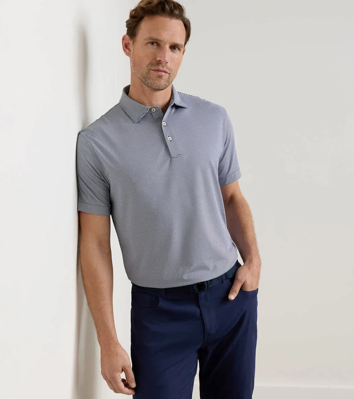 Peter Millar Jubilee Stripe Stretch Jersey Polo : Navy/White
