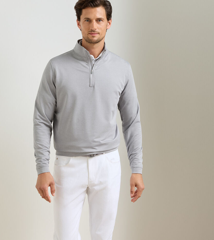 Peter Millar Perth Mélange Performance Quarter-Zip: Gale Grey