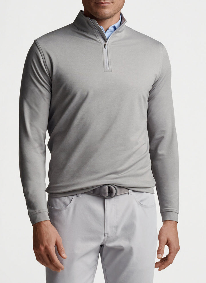 Peter Millar Perth Mélange Performance Quarter-Zip: Gale Grey