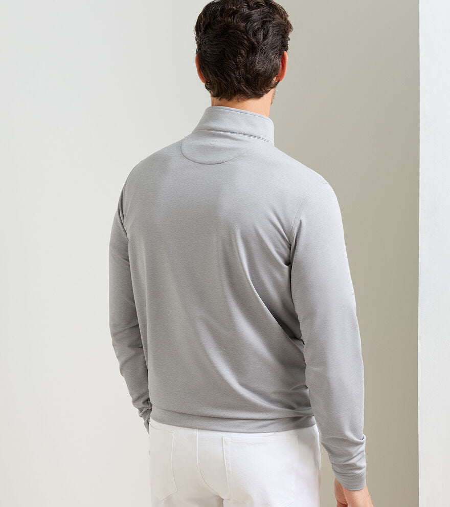 Peter Millar Perth Mélange Performance Quarter-Zip: Gale Grey