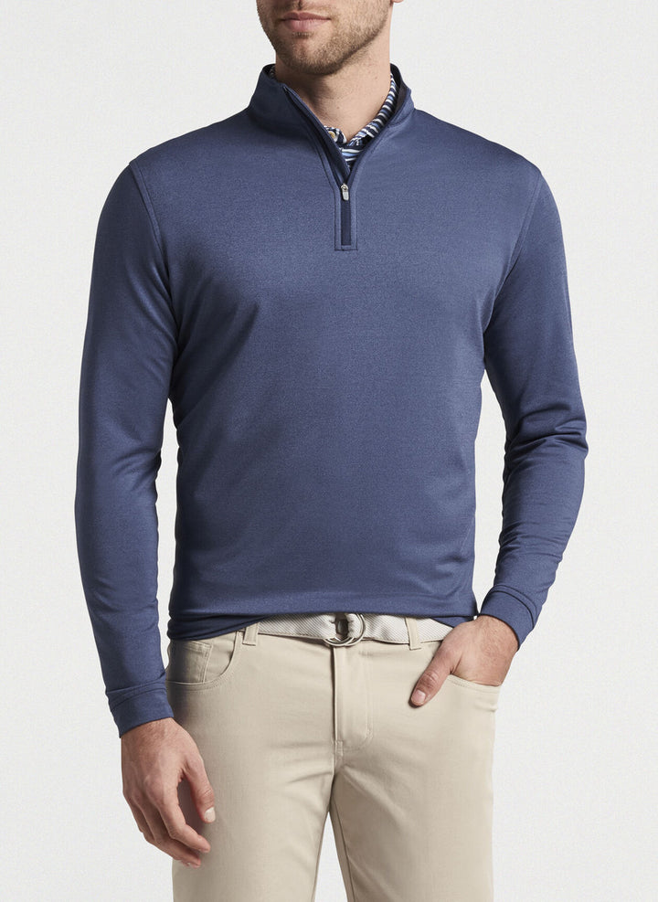 Peter Millar Perth Performance Melange Quarter-Zip: Navy