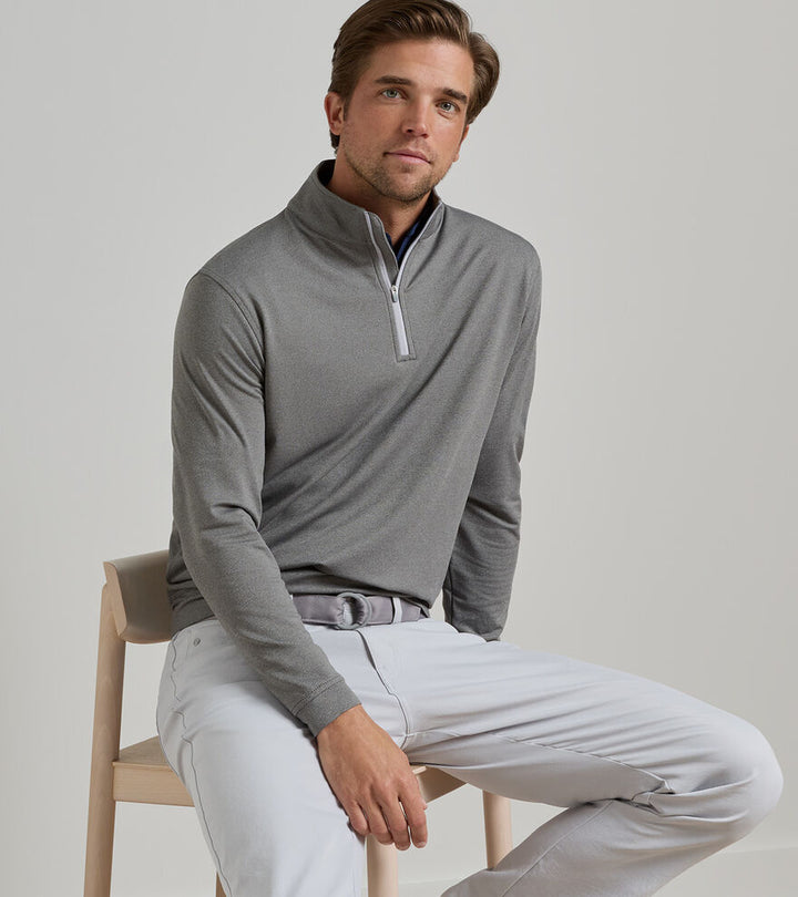 Peter Millar Perth Performance Melange Quarter-Zip: Smoke