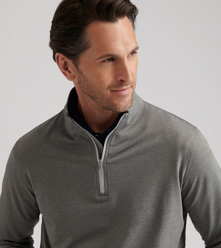 Peter Millar Perth Performance Melange Quarter-Zip: Smoke