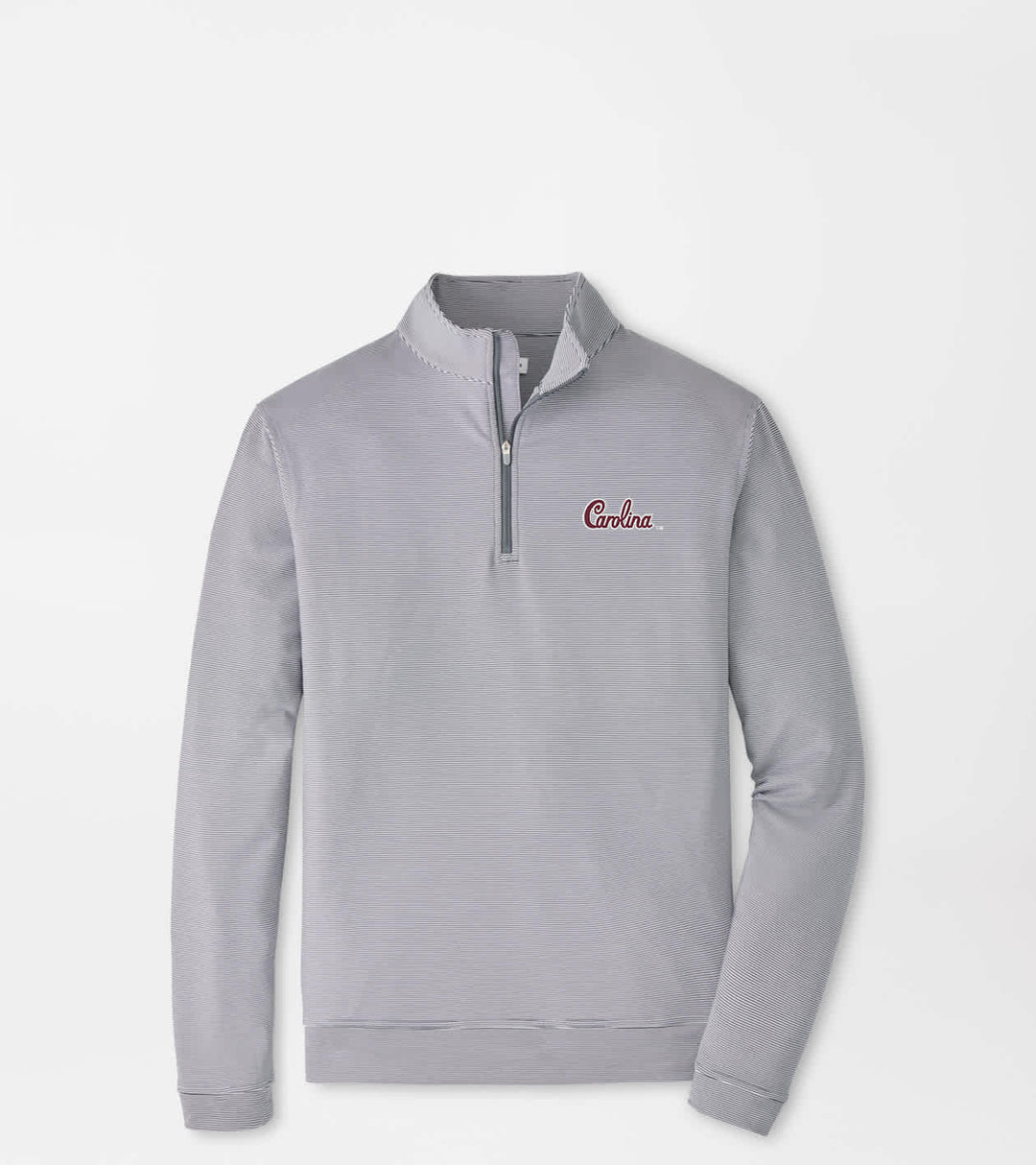 Peter Millar University of South Carolina Script Perth Mini-Stripe Performance 1/4 Zip: Iron/White
