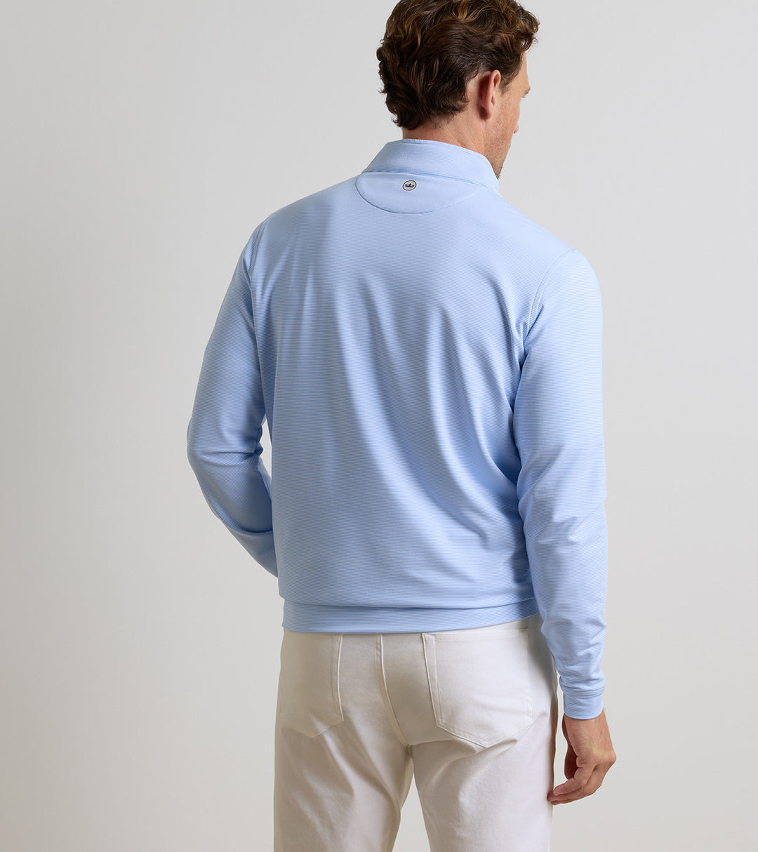 Peter Millar Perth Sugar Stripe Performance Quarter-Zip: Cottage Blue