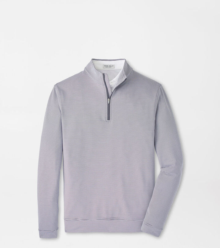 Peter Millar Perth Sugar Stripe Performance Quarter-Zip - Iron/White