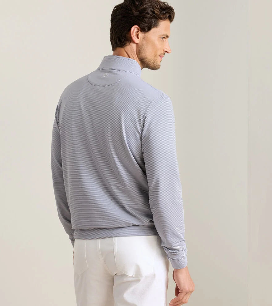 Peter Millar Perth Sugar Stripe Performance Quarter-Zip - Iron/White