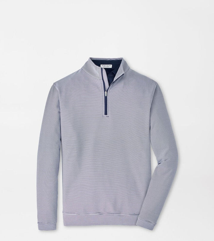 Peter Millar Perth Sugar Stripe Performance Quarter-Zip: Navy/White