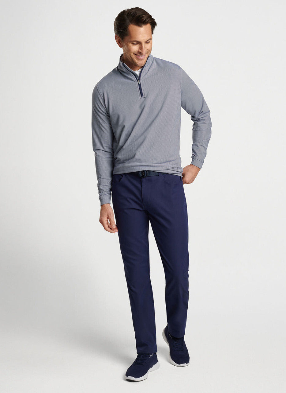 Peter Millar Perth Sugar Stripe Performance Quarter-Zip: Navy/White