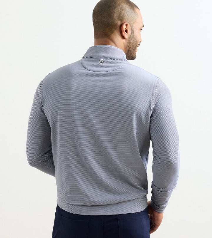 Peter Millar Perth Sugar Stripe Performance Quarter-Zip: Navy/White