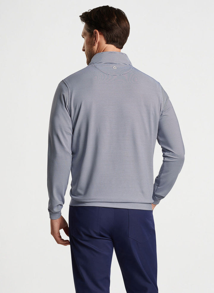 Peter Millar Perth Sugar Stripe Performance Quarter-Zip: Navy/White