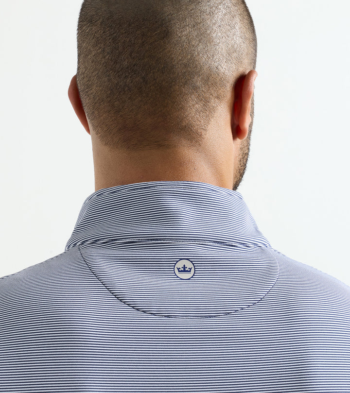 Peter Millar Perth Sugar Stripe Performance Quarter-Zip: Navy/White