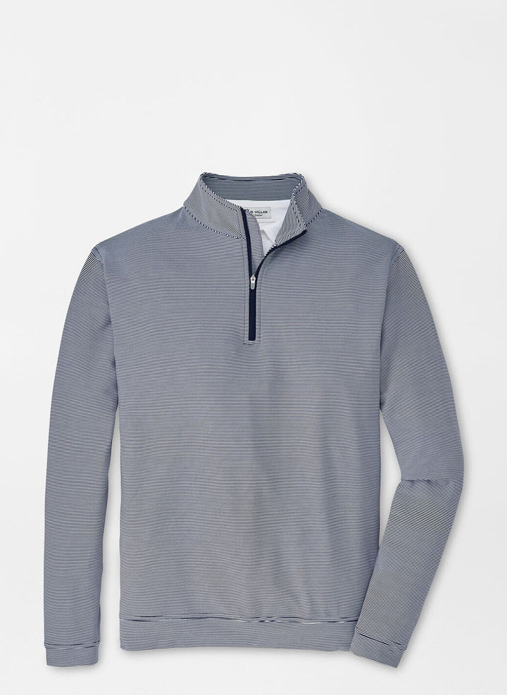 Peter Millar Perth Sugar Stripe Performance Quarter-Zip: Navy/White