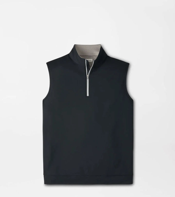 Peter Millar Galway Stretch Loop Terry Quarter-Zip Vest: Black