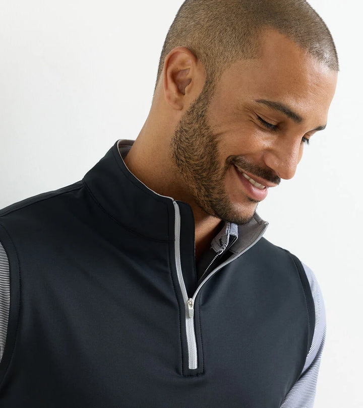 Peter Millar Galway Stretch Loop Terry Quarter-Zip Vest: Black