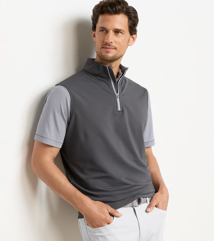 Peter Millar Galway Stretch Loop Terry Quarter-Zip Vest: Iron