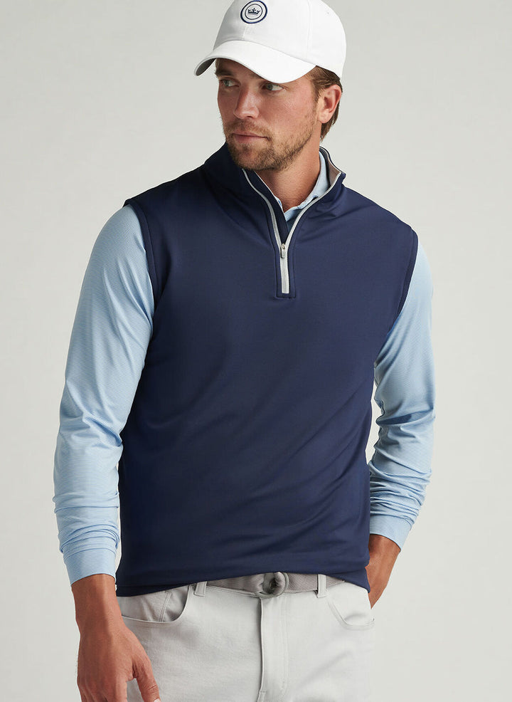 Peter Millar Galway Stretch Loop Terry Quarter-Zip Vest: Navy