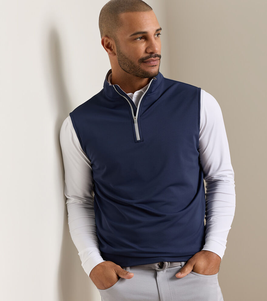 Peter Millar Galway Stretch Loop Terry Quarter-Zip Vest: Navy