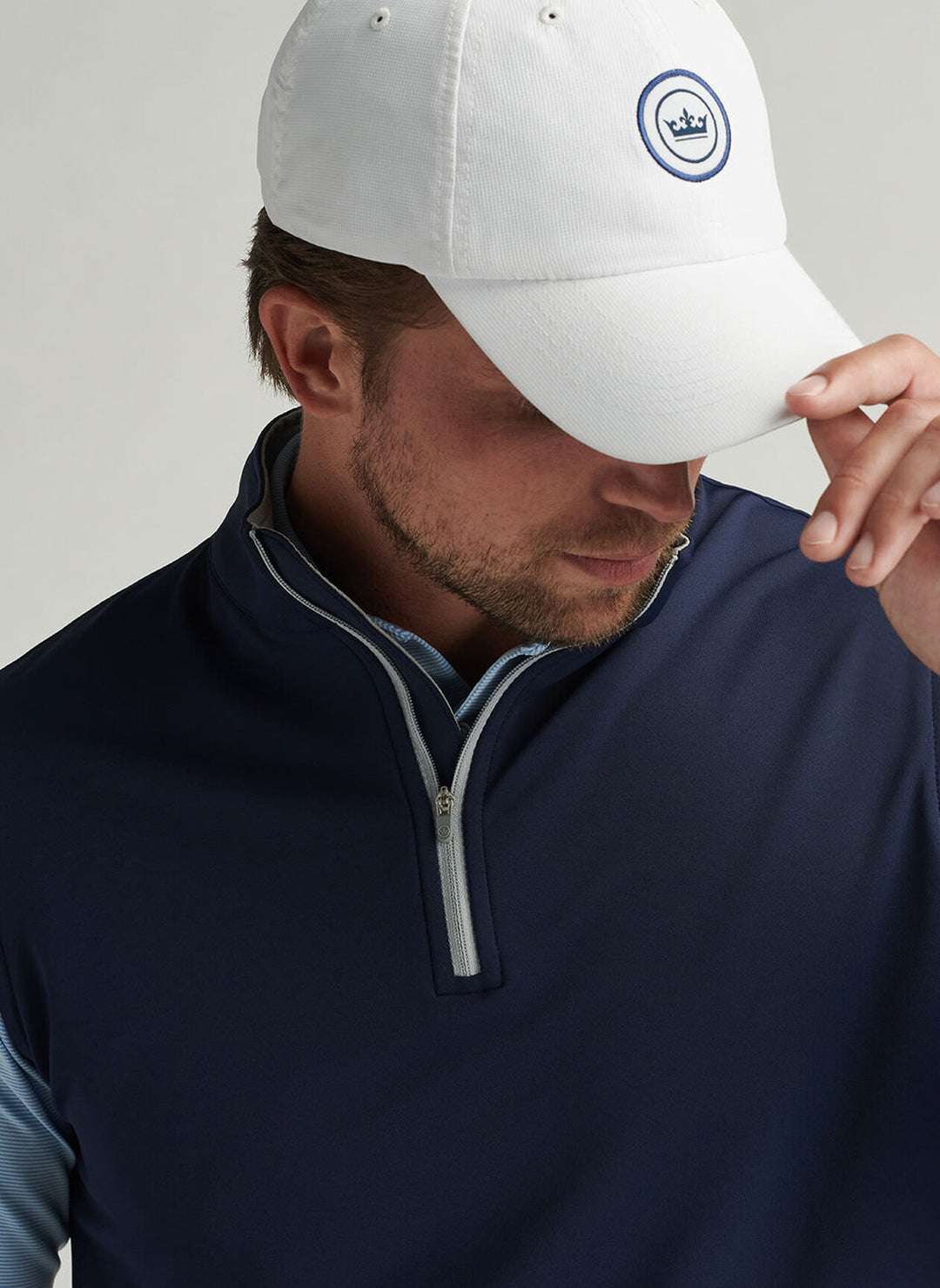 Peter Millar Galway Stretch Loop Terry Quarter-Zip Vest: Navy