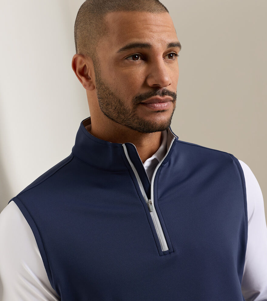 Peter Millar Galway Stretch Loop Terry Quarter-Zip Vest: Navy