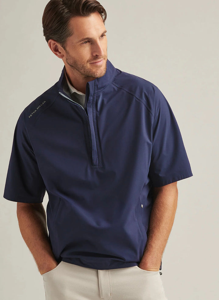Peter Millar Shield Short-Sleeve Rain Shell: Navy