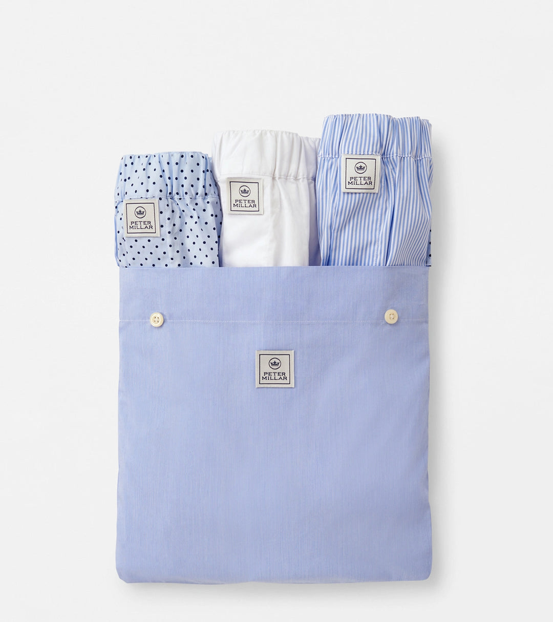 Peter Millar Dempsey Three-Pack Cotton Boxer: Cottage Blue